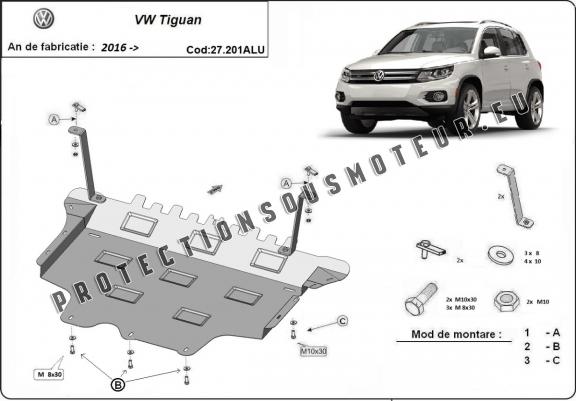 Cache sous moteur et de la boîte de vitesse en aluminium VW Tiguan