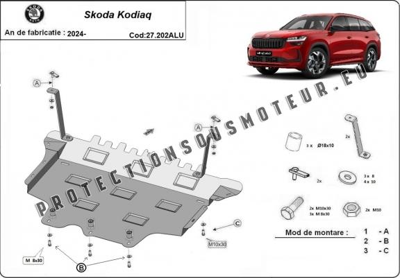 Cache sous moteur et de la boîte de vitesse en aluminium Skoda Kodiaq