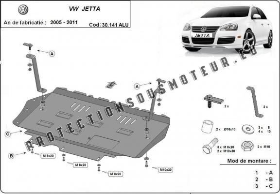 Cache sous moteur et de la boîte de vitesse en aluminium VW Jetta