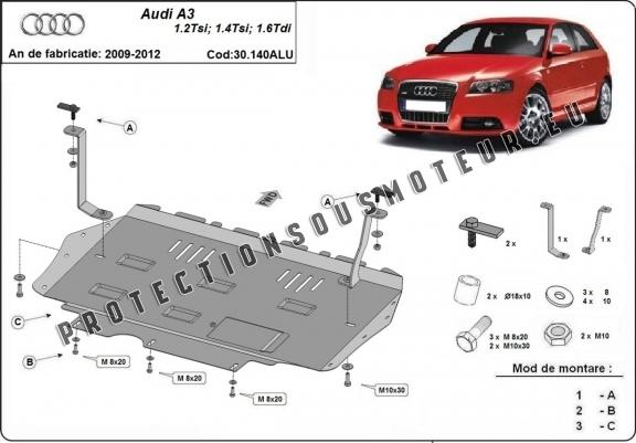 Cache sous moteur et de la boîte de vitesse en aluminium Audi A3