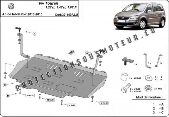 Cache sous moteur et de la boîte de vitesse en aluminium Volkswagen Touran