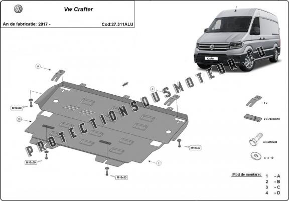 Cache sous moteur et de la boîte de vitesse en aluminium Vw Crafter