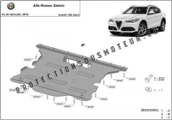 Cache sous moteur et de la boîte de vitesse en aluminium Alfa Romeo Stelvio
