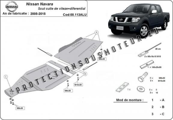 Cache de protection aluminium de la boîte de vitesse Nissan Navara
