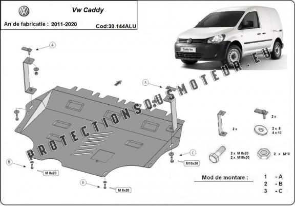 Cache sous moteur et de la boîte de vitesse en aluminium VW Caddy 