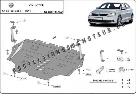 Cache sous moteur et de la boîte de vitesse en aluminium VW Jetta