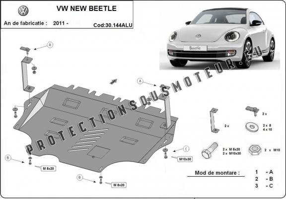Cache sous moteur et de la boîte de vitesse en aluminium Volkswagen New Beetle