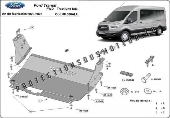 Cache sous moteur et de la boîte de vitesse Ford Transit FWD - Aluminium