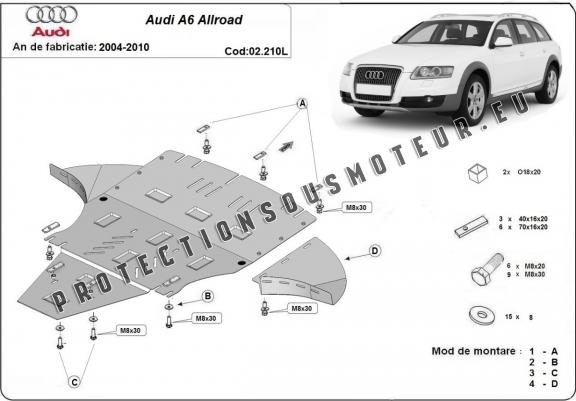 Cache sous moteur et de la boîte de vitesse Audi A6 Allroad 2 - avec latéraux