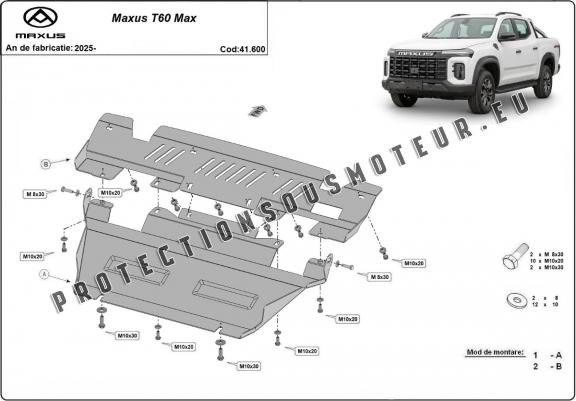 Cache sous moteur et de la radiateur Maxus T60 Max
