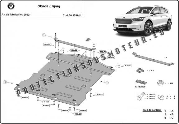 Cache sous moteur et de la boîte de vitesse en aluminium Skoda Enyaq