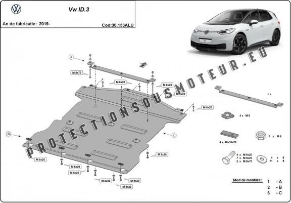 Cache sous moteur et de la boîte de vitesse Volkswagen ID.3 - Aluminium