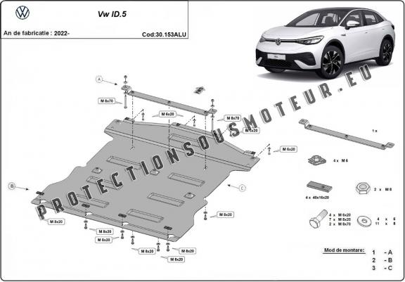 Cache sous moteur et de la boîte de vitesse Volkswagen ID.5 - Aluminium