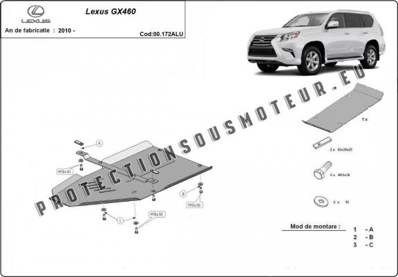 Cache de protection aluminium de la boîte de vitesse Lexus GX460