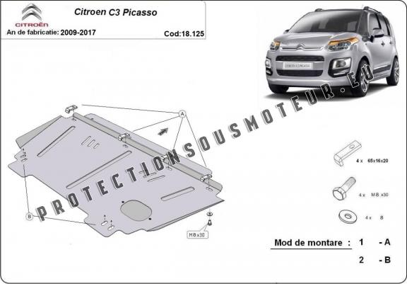 Cache sous moteur et de la boîte de vitesse Citroen C3 Picasso