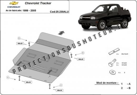 Cache sous moteur et de la boîte de vitesse Chevrolet Tracker - Aluminium  