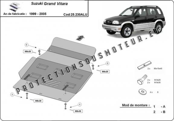 Cache sous moteur et de la boîte de vitesse Suzuki Grand Vitara - Aluminium  
