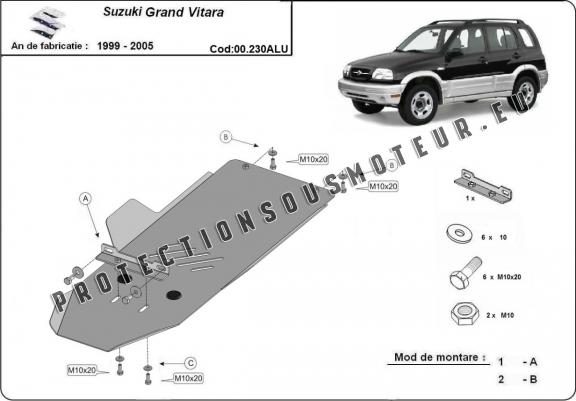 Cache de protection aluminium de la boîte de vitesse Suzuki Grand Vitara