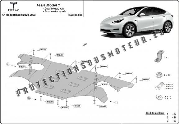 Protection moteur arrière pour Tesla Model Y AWD