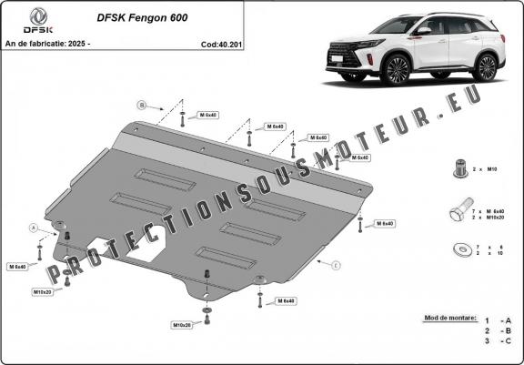 Cache sous moteur et de la radiateur Dfsk Fengon 600