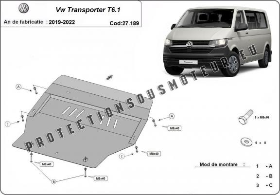 Cache sous moteur et de la boîte de vitesse Volkswagen Transporter T6.1