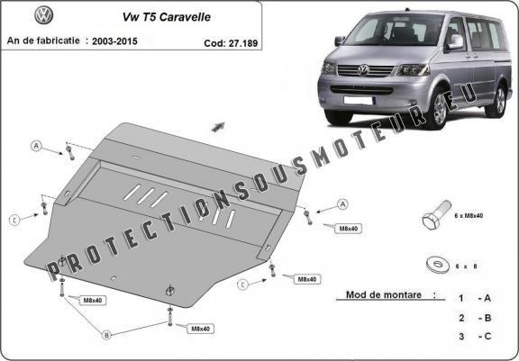 Cache sous moteur et de la boîte de vitesse Volkswagen T5 Caravelle 