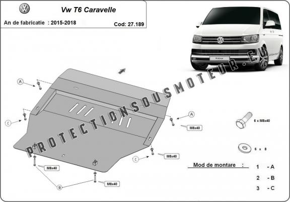 Cache sous moteur et de la boîte de vitesse Volkswagen Transporter T6 Caravelle