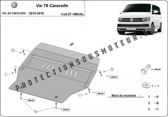 Acier galvanisé cache sous moteur et de la boîte de vitesse Volkswagen Transporter T6 Caravelle