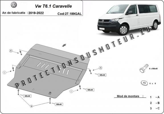 Acier galvanisé cache sous moteur et de la boîte de vitesse Volkswagen Transporter T6.1Caravelle