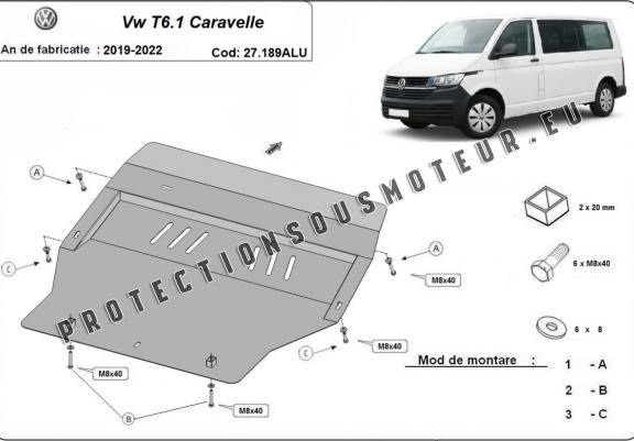 Cache sous moteur et de la boîte de vitesse Volkswagen Transporter T6.1 Caravelle - Aluminium
