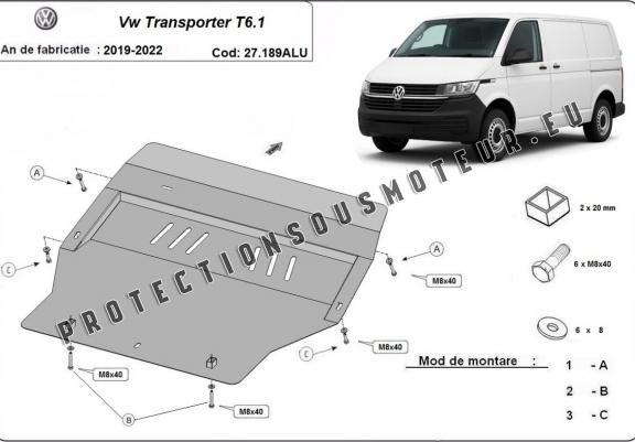 Cache sous moteur et de la boîte de vitesse Volkswagen Transporter T6.1 - Aluminium