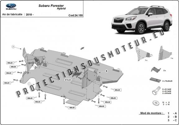 Cache de protection du différentiel Subaru Forester