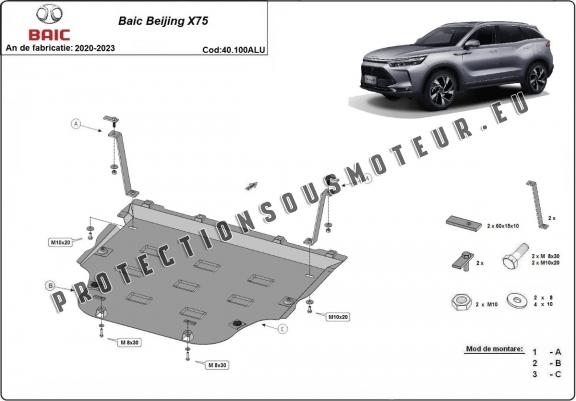 Aluminium cache sous moteur et de la boîte de vitesse BAIC Beijing X75